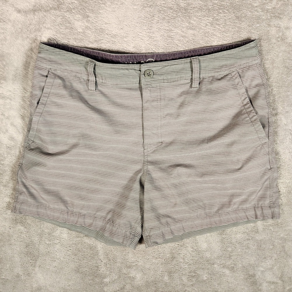 Hang Ten Hybrid Shorts Mens 34 Grey Excellent Striped Stretch Board Shorts